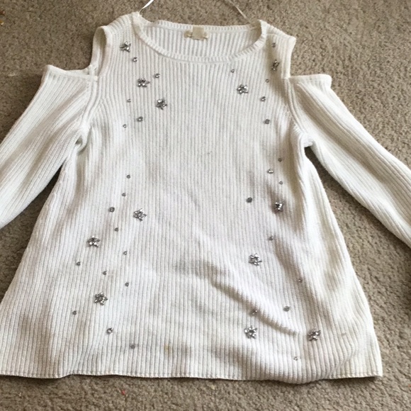 Cold shoulder rhinestone embellished top - Picture 1 of 1